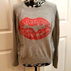 H&M Red Sequin Angora Sweater S/M